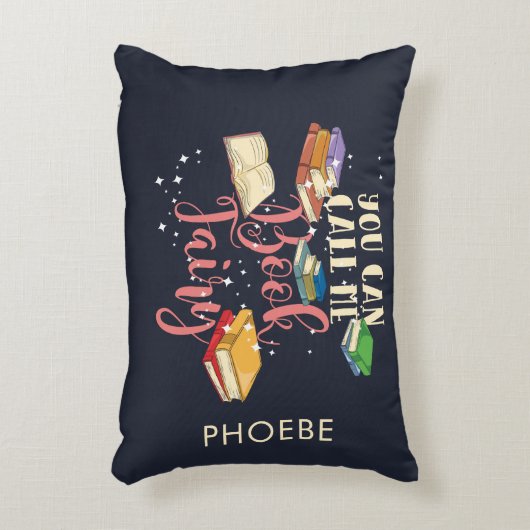 私を本の妖精の本の虫と呼ぶことができるパーソナライズされた アクセントクッション (正面(垂直))