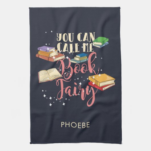 私を本の妖精の本の虫と呼ぶことができるパーソナライズされた キッチンタオル (縦)