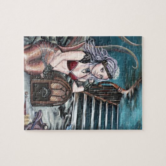 私を残したところsteampunkのヴィンテージの人魚 ジグソーパズル (横)