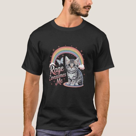 私を消費する猫の怒り エッジー Tシャツ (正面)