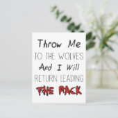 私を狼に投げる – やる気を起こさせる引用文 ポストカード (スタンド正面)