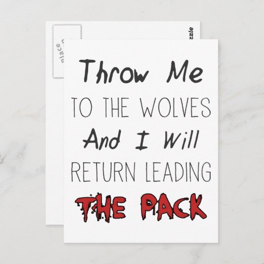 私を狼に投げる – やる気を起こさせる引用文 ポストカード (正面/裏面)