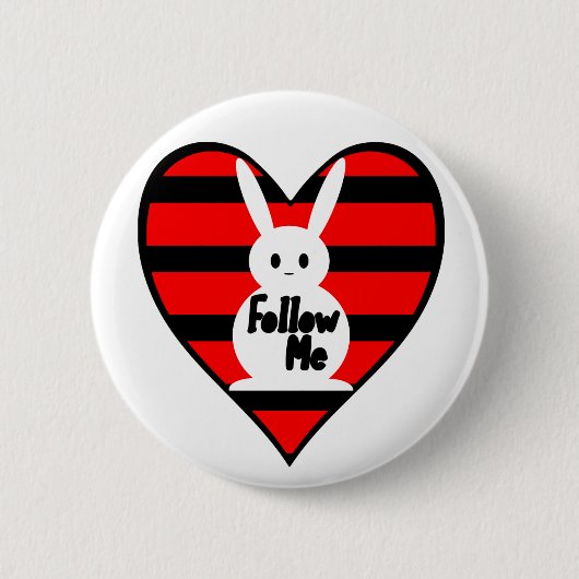 私を白いウサギ後を追って下さい 缶バッジ (正面)