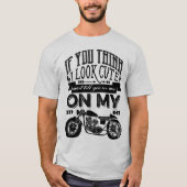 私を考えたらかわいいオートバイのタイポグラフィを見て下さい Tシャツ (正面)