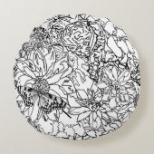 私を花の枕着色して下さい ラウンドクッション (正面)