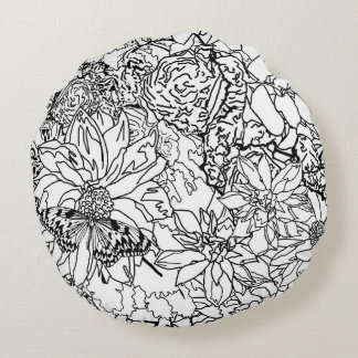 私を花の枕着色して下さい ラウンドクッション