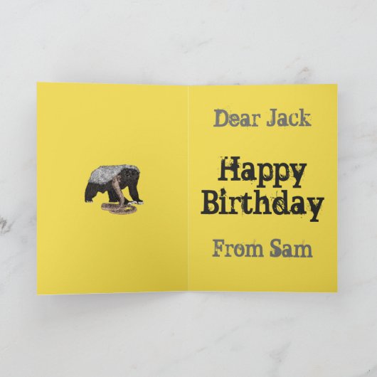 私を蜂蜜のBadassのラーテルの黄色の芸術と電話しないで下さい カード (内部)