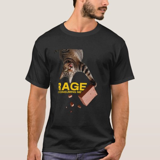 私を蝕む怒り おもしろくて馬鹿げた猫のミーム Tシャツ (正面)