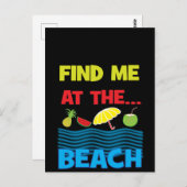 私を見つけるビーチ夏休みデザイン ポストカード (正面/裏面)