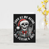 私を見て、すべての祭りと面白いスケルトン  カード (黄色い花)