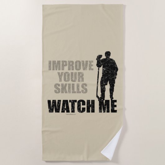 私を見る(ホッケー) ビーチタオル (正面)