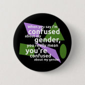 私を言うとき私の性について…混同されます 缶バッジ (正面)
