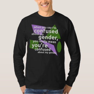 私を言うとき私の性について…混同されます Tシャツ