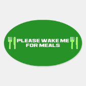 私を起こして食事をしてくれ 楕円形シール (正面)
