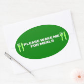 私を起こして食事をしてくれ 楕円形シール (封筒)