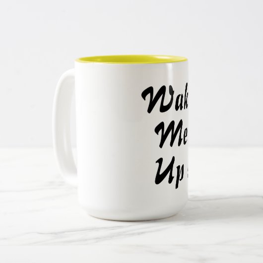 私を起こすコーヒーマグデザインシお洒落ックおもしろい ツートーンマグカップ (正面左)