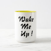 私を起こすコーヒーマグデザインシお洒落ックおもしろい ツートーンマグカップ (中央)