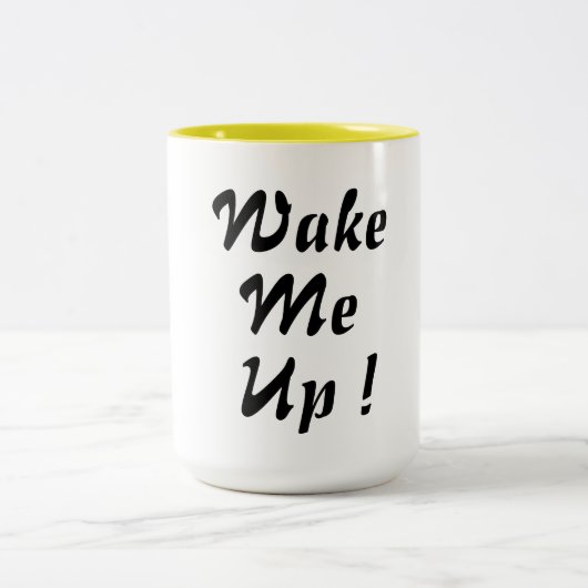 私を起こすコーヒーマグデザインシお洒落ックおもしろい ツートーンマグカップ (中央)