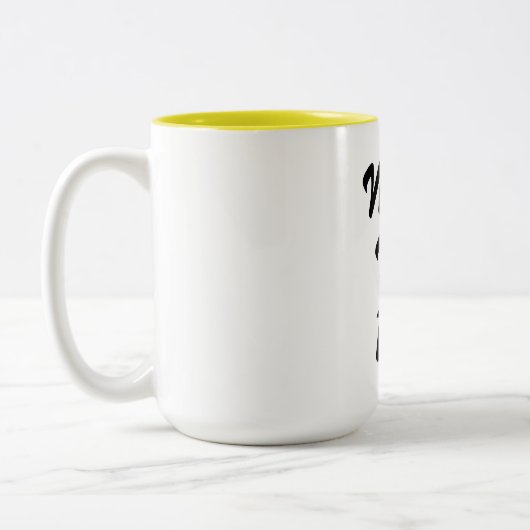 私を起こすコーヒーマグデザインシお洒落ックおもしろい ツートーンマグカップ (左)