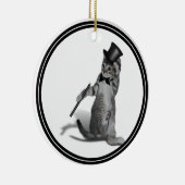 私を踊り感じのように!タップ踊り猫 セラミックオーナメント (右)