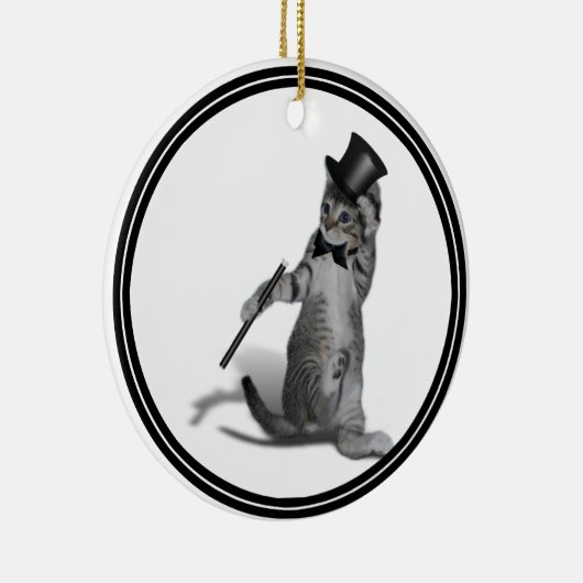 私を踊り感じのように！タップ踊り猫 セラミックオーナメント (右)