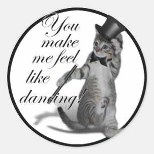 私を踊り感じのように!タップ踊り猫 ラウンドシール
