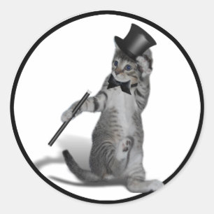 私を踊り感じのように!タップ踊り猫 ラウンドシール