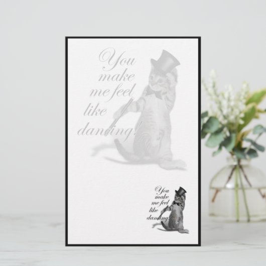 私を踊り感じのように！タップ踊り猫 便箋 (スタンド正面)