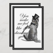 私を踊り感じのように!タップ踊り猫 招待状 (正面/裏面)