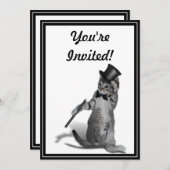 私を踊り感じのように！タップ踊り猫 招待状 (正面/裏面)
