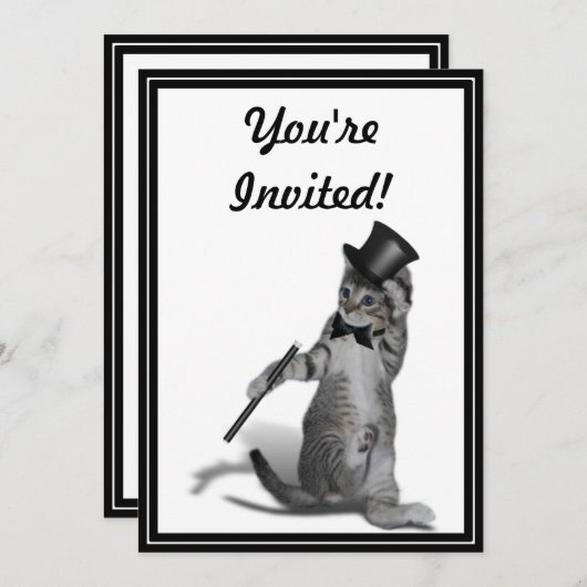 私を踊り感じのように！タップ踊り猫 招待状 (正面/裏面)