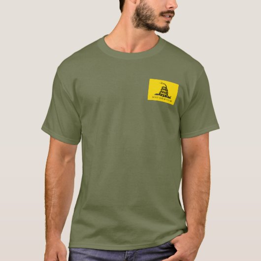 私を踏むな ガズデン旗 イエロー カキ色 Tシャツ (正面)
