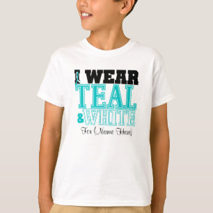 私を身に着けていますティール(緑がかった色)および白人の子宮頸癌・ Tシャツ
