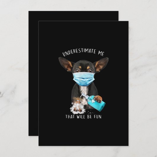 私を過小評価するおもしろい子犬のことわざ サンキューカード (正面/裏面)