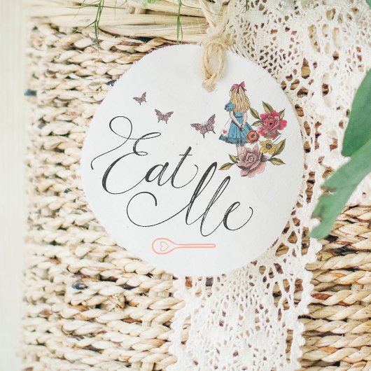 私を食べなさい! ヴィンテージ アリスインワンダーランド ウェディング フェイバータグ