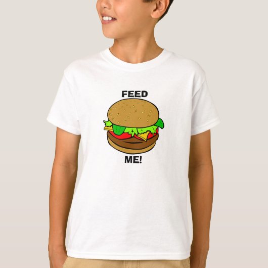 私を食べ物を与えて下さい!: ハンバーガーT Tシャツ (正面)