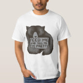 私を食べ物を与え、私にimをかわいらしくおもしろいなくまのTシャツ言って下さい Tシャツ (正面)