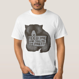 私を食べ物を与え、私にimをかわいらしくおもしろいなくまのTシャツ言って下さい Tシャツ