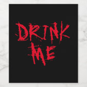 私を飲んで 赤い血のタイポグラフィー 面白い ハロウィン ワインラベル (シングルラベル)