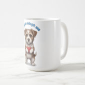 私を養子にしてください – かわいい保護犬のイラストと コーヒーマグカップ (正面右)