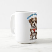 私を養子にしてください – かわいい保護犬のイラストと コーヒーマグカップ (正面左)