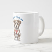 私を養子にしてください – かわいい保護犬のイラストと ジャンボコーヒーマグカップ (正面右)