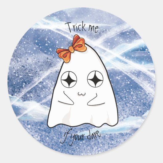 私を騙すもしかわいいハロウィーン幽霊 ラウンドシール (正面)