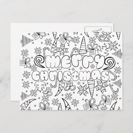 "私を"反ストレスの"メリークリスマス"カード着色して下さい シーズンポストカード (正面/裏面)