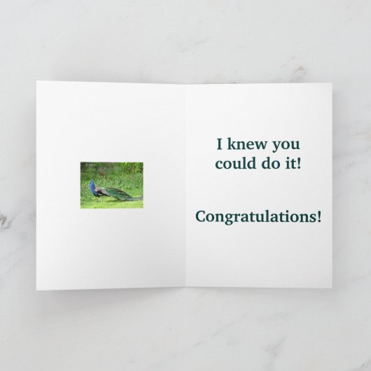 "私を"孔雀として誇りを持ったにさせました(写真) カード (内部)