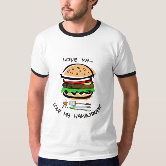 私を…愛私のハンバーガー愛して下さい! Tシャツ (正面)
