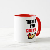 私を、私ありますクリケット選手のコオロギプレーヤーのマグが信頼して下さい マグカップ (正面右)