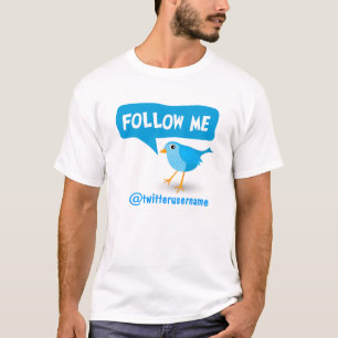 私をTwitterのかわいく小さい漫画の青の鳥後を追って下さい Tシャツ