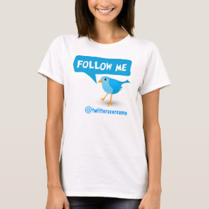 私をTwitterの青い鳥レディースTシャツ後を追って下さい Tシャツ