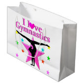 私インスパイアは体操デザインが大好き ラージペーパーバッグ (正面アングル)